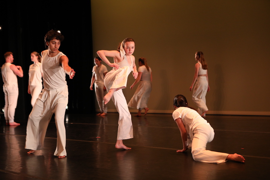 Student dancers in white