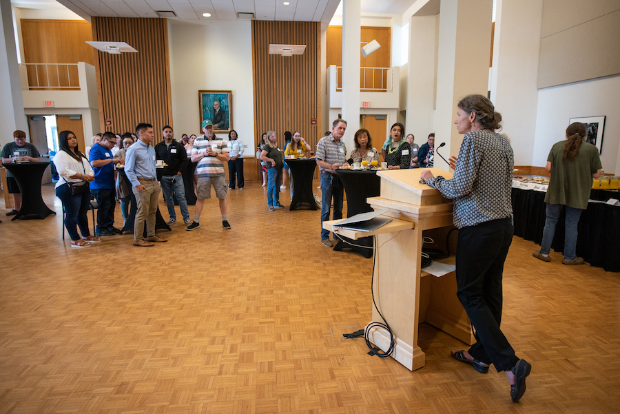 Bridget Mullen addresses the room