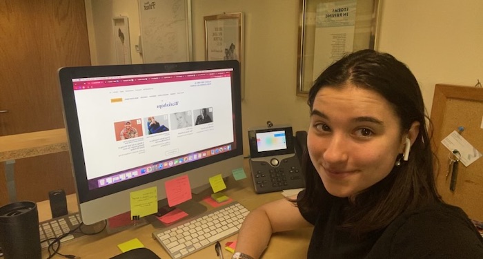 Bowdoin's Catherine Crouch at her desk