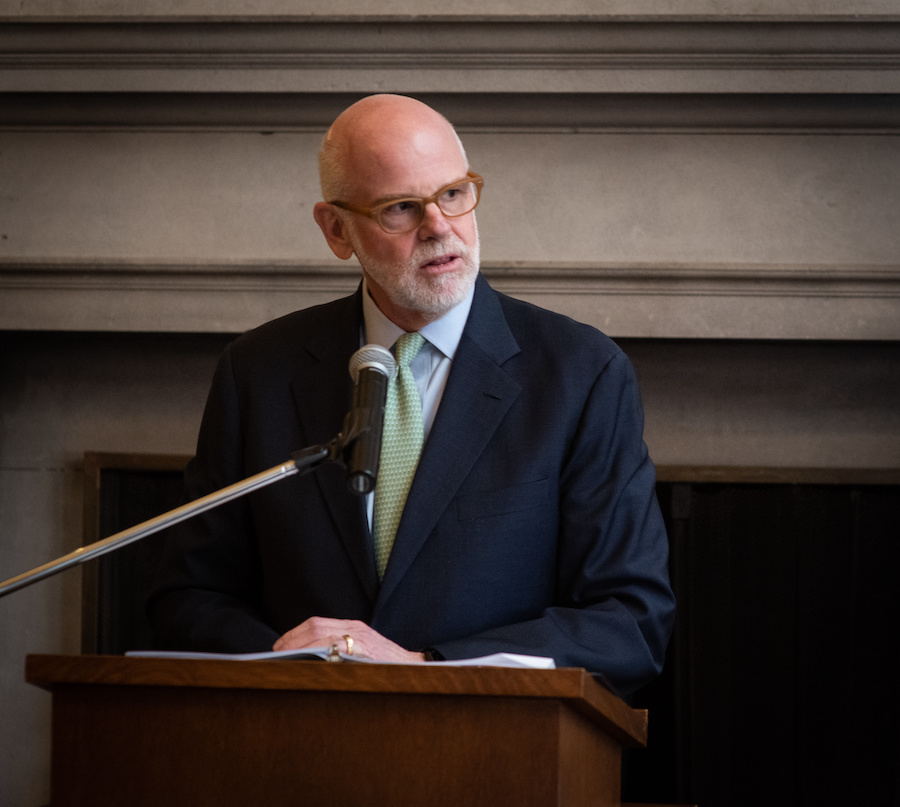 President Clayton Rose speaks at the podium