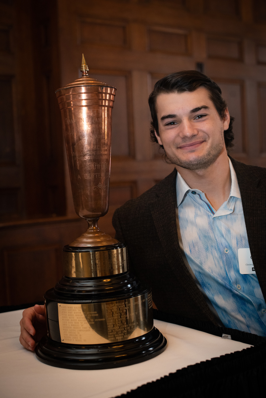 Chris Dehney with the Franklin Delano Roosevelt Cup