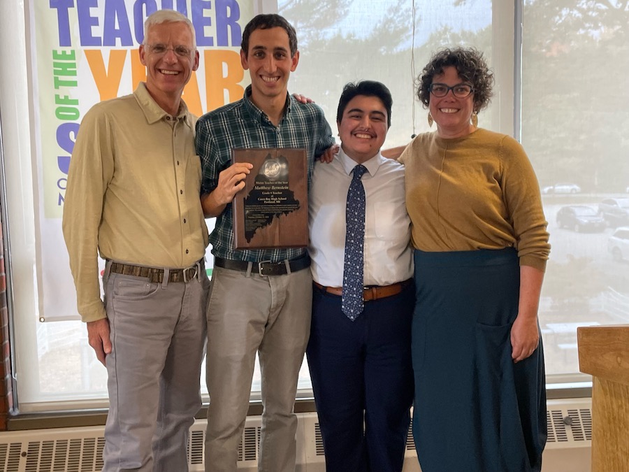 (L. to r.) Charles Dorn, Matthew Bernstein '13, Yusur Jasim '25, Doris Santoro.