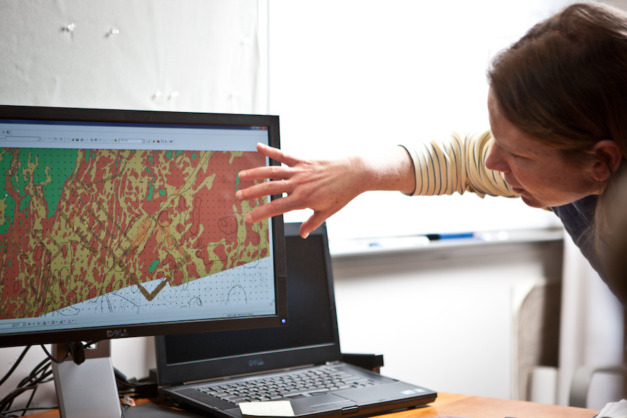 Eileen Johnson with a GIS map