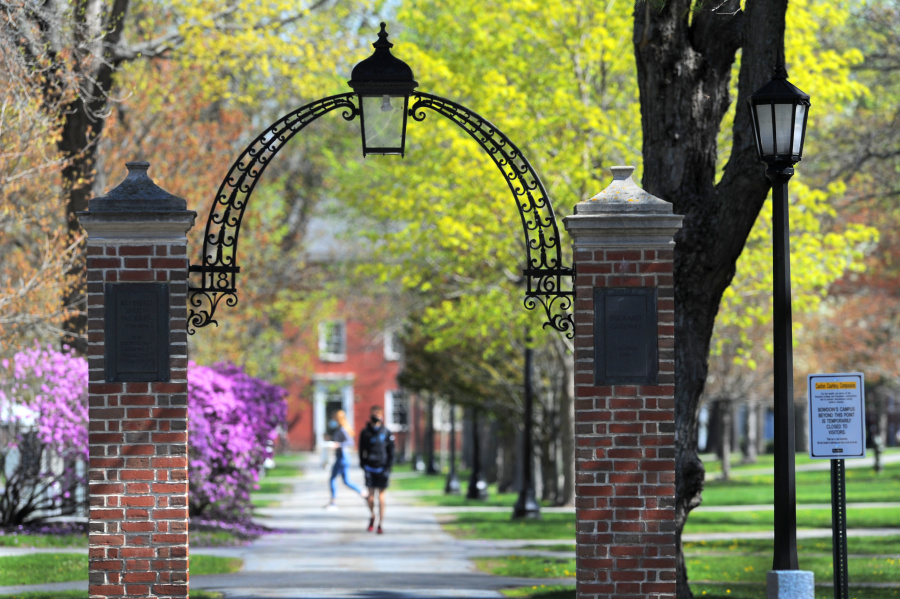 Gateway on campus in spring