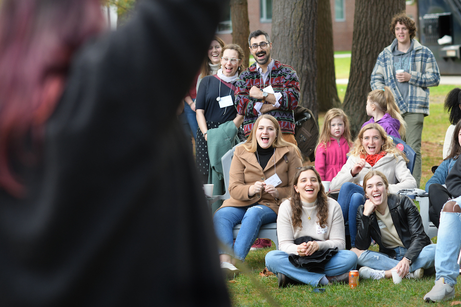 A Crowd at Swag celebrates 50 years of women at Bowdoin