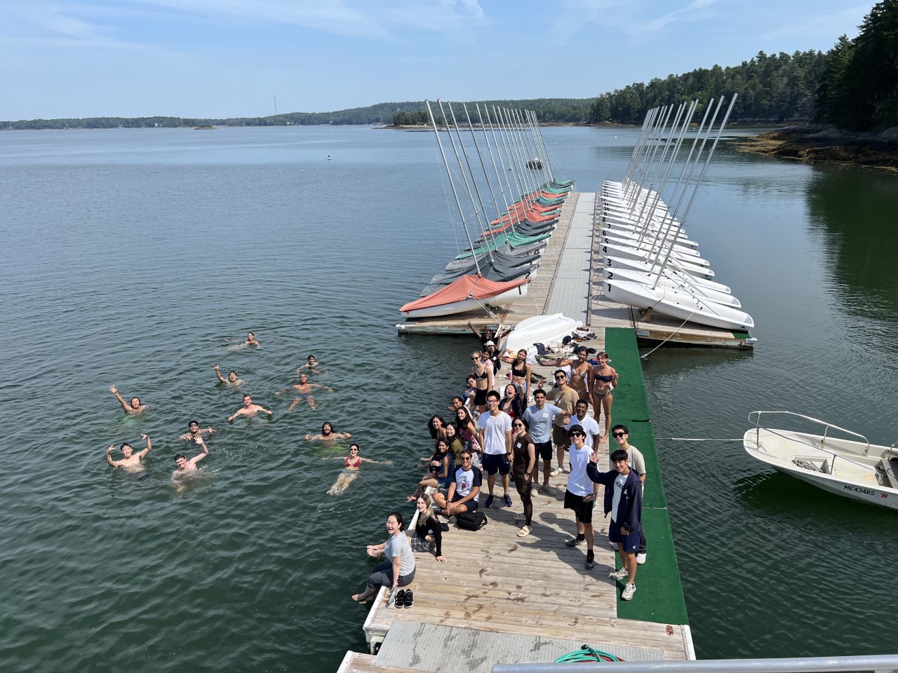 International students swim at the schiller coastal studies center