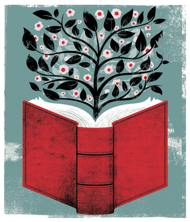 Illustration of book and tree