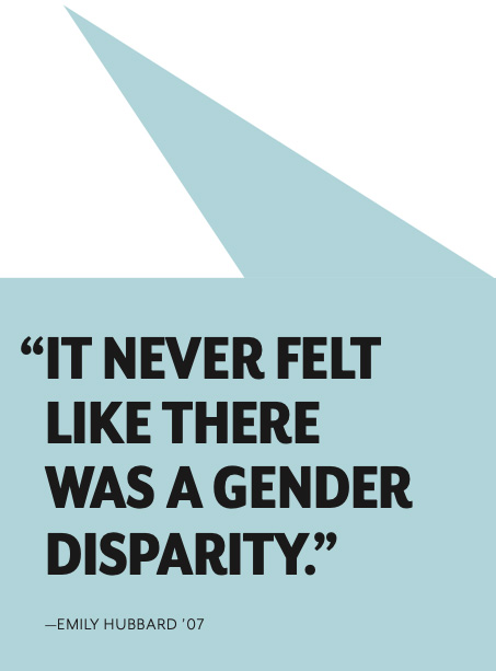 "It never felt like there was a gender disparity." - Emily Hubbard '07
