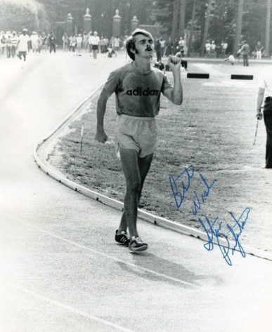 utographed photo of Steve Prefontaine training on Magee track in the summer of 1972