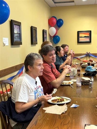 mayer and melendy at vets lunch