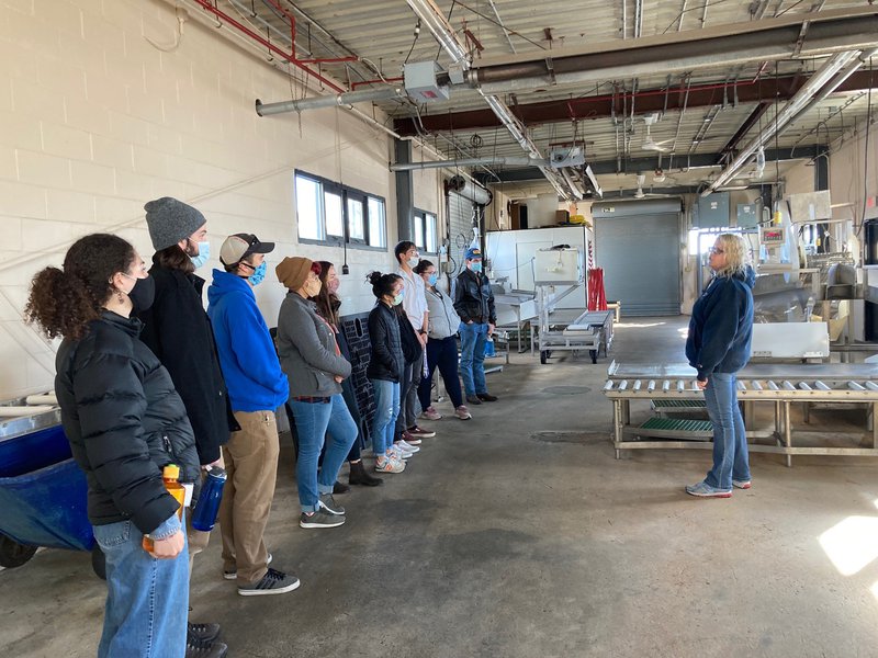 GMRI's student ambassadors at the Portland Fish Exchange, learning about the local seafood supply chain. Courtesy of GMRI.