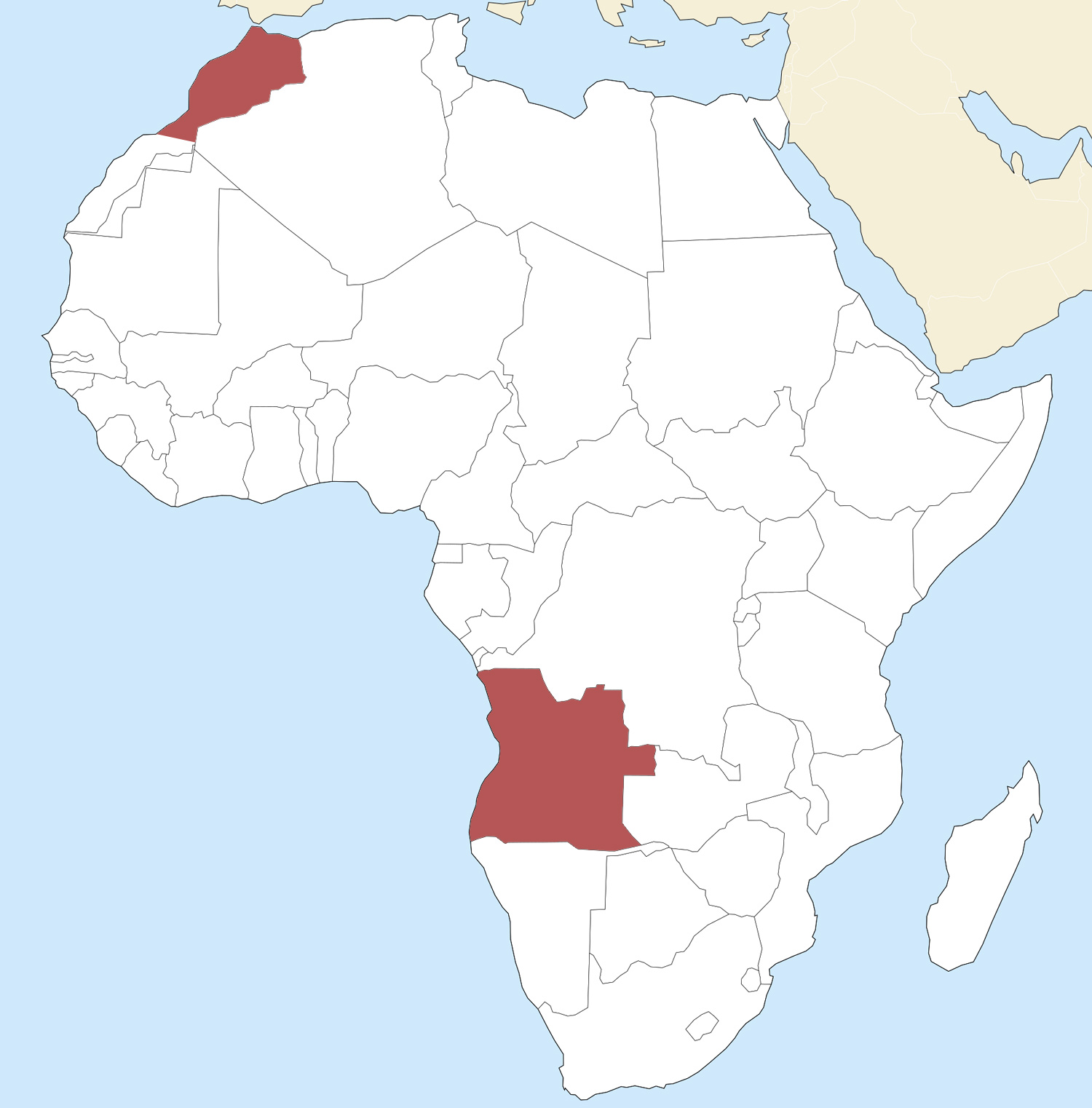 Angola and Morocco