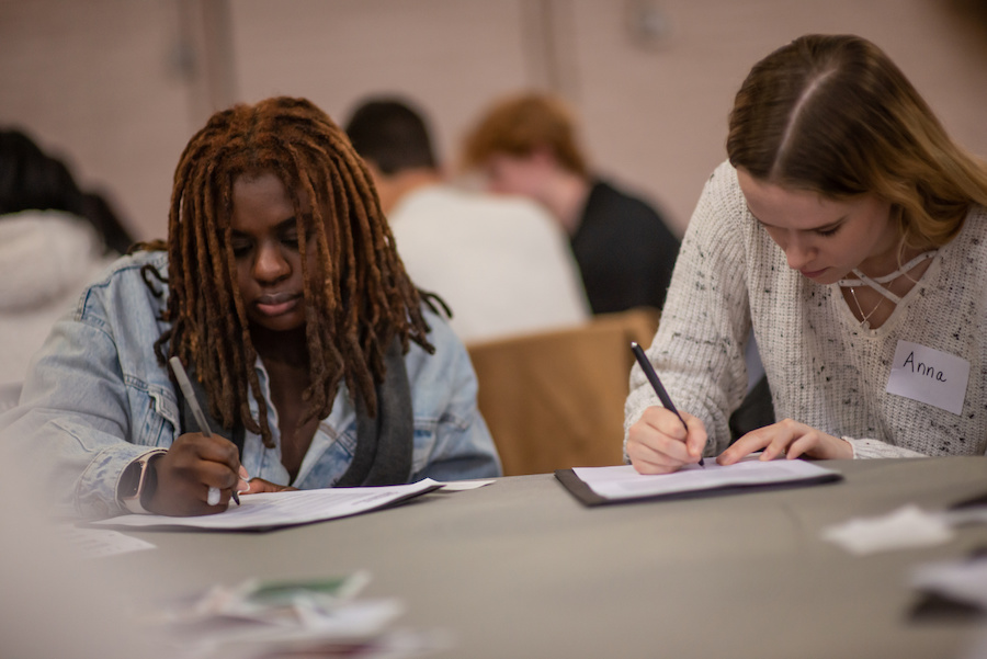 Sophomores mull over their job values and interests at the 2023 Bootcamp