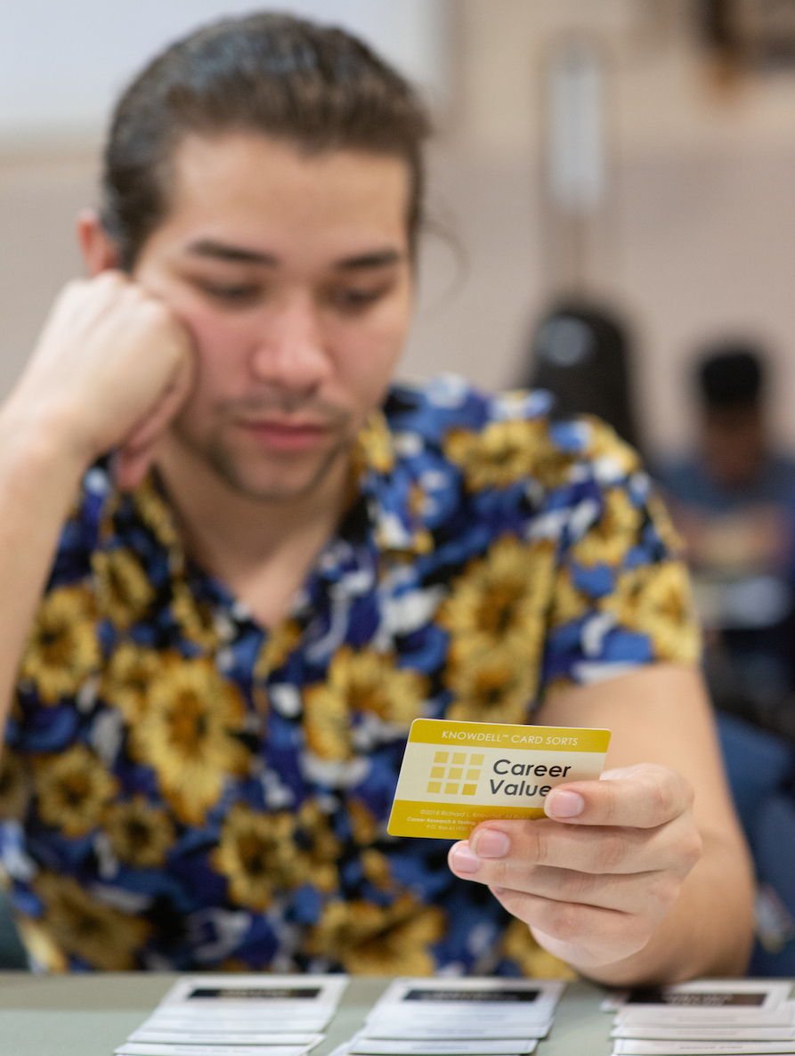 Student ponders important career values