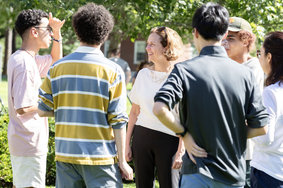 President Zaki mingles with arriving families