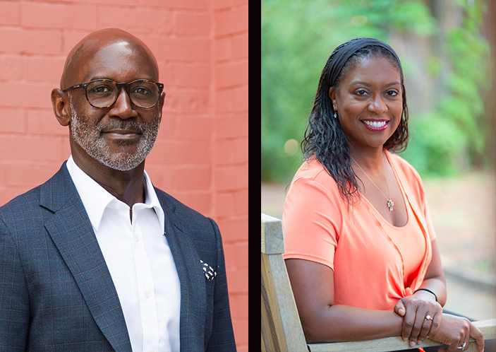 Michael Cato and Sherri Braxton, Bowdoin's senior director for digital innovation.