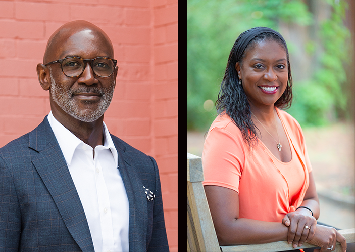 Michael Cato and Sherri Braxton, Bowdoin's senior director for digital innovation. 