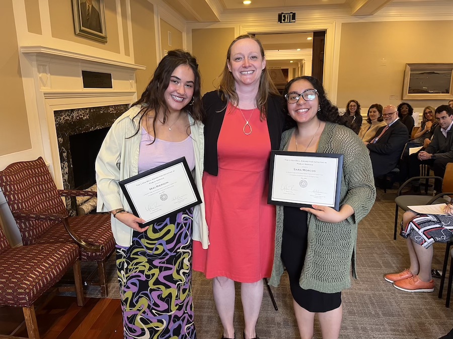 Sarah Seames with Miki Rierson ’23 and Sara Morcos ’24