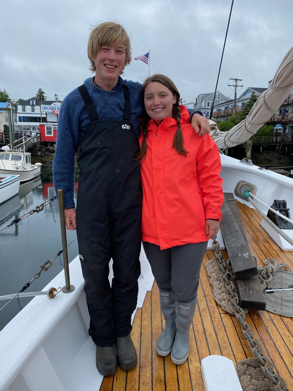 Reed Carlman and Lilli Frank on the boat.