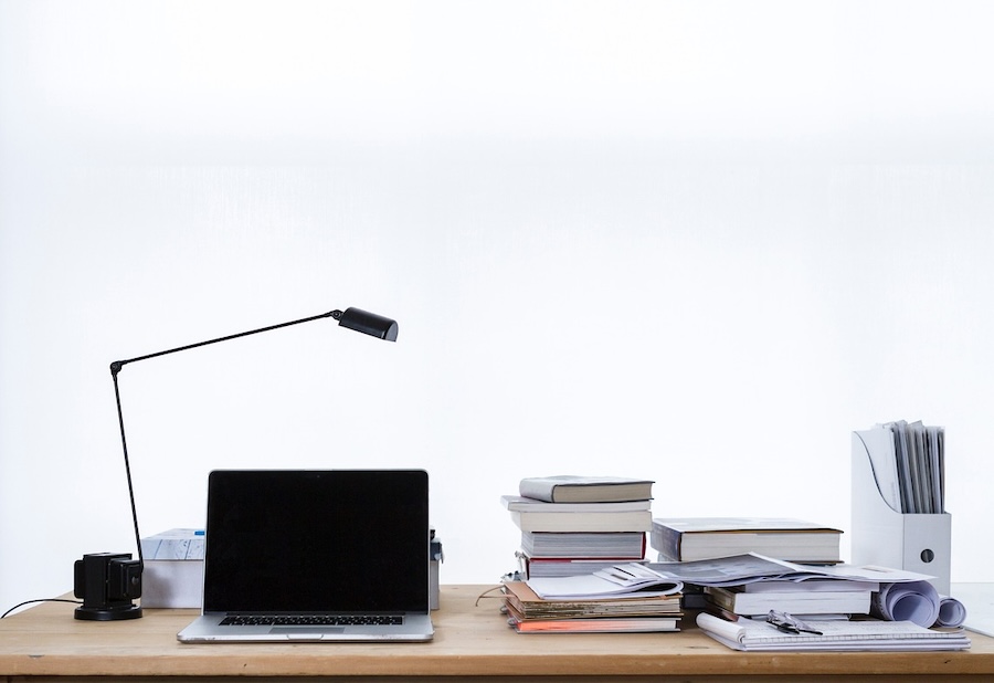 Desk of a studious person