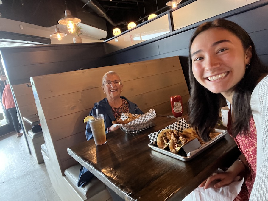 Enjoying a fried meal at Appleby's