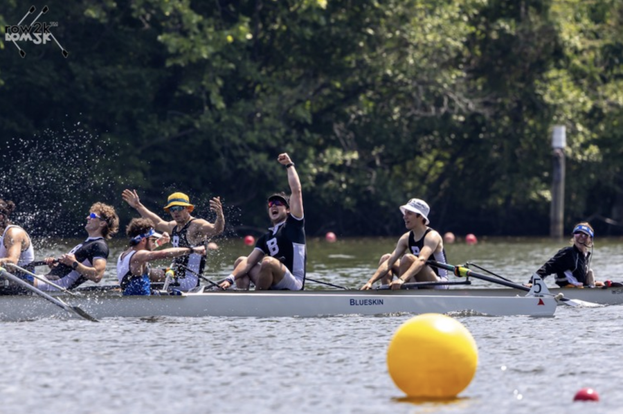 Men's rowing team post victory