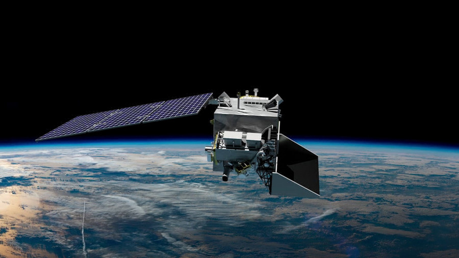 NASA painting of PACE satellite in orbit