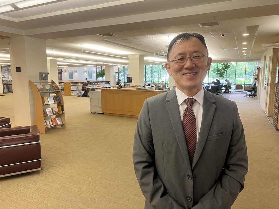 Peter Bae in the library