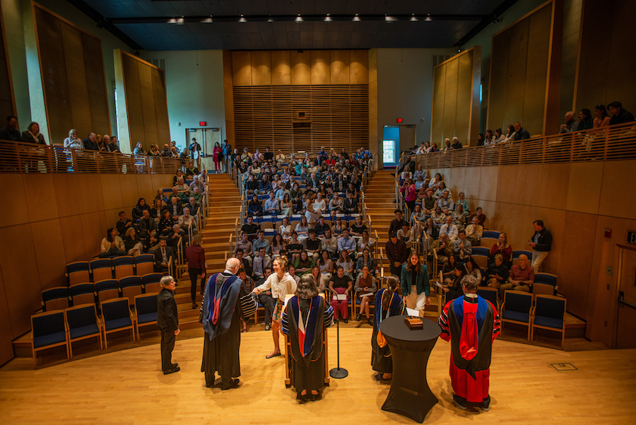 full view of the recital hall as students are inducted into the society