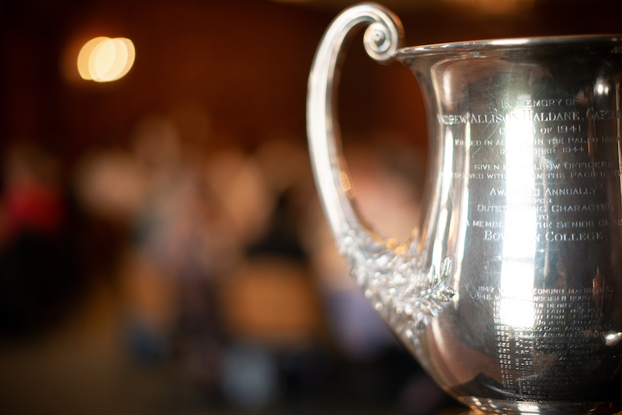 A glistening trophy at the award luncheon