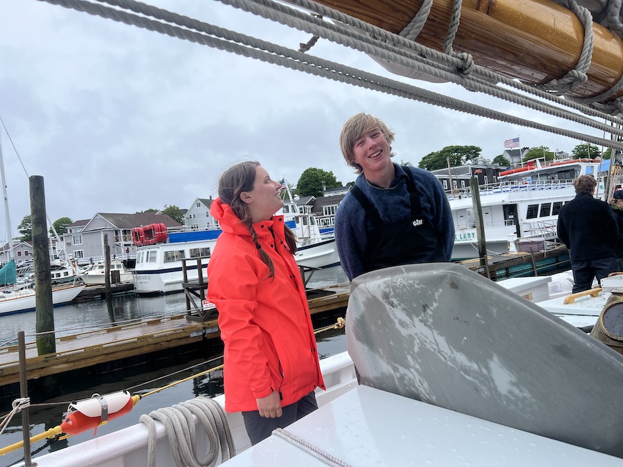 Lilli Frank and Reed Carlman on the Bowdoin schooner