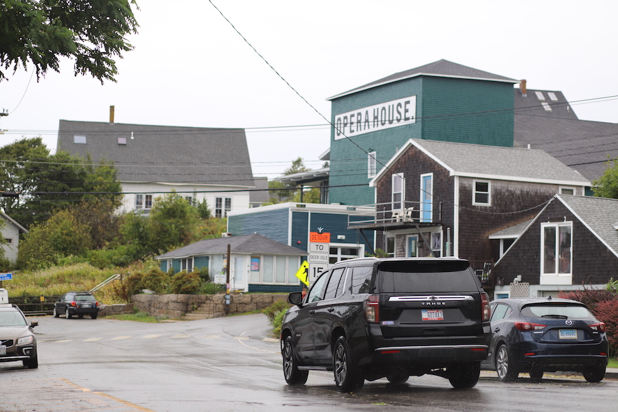 the Opera House rising above the road