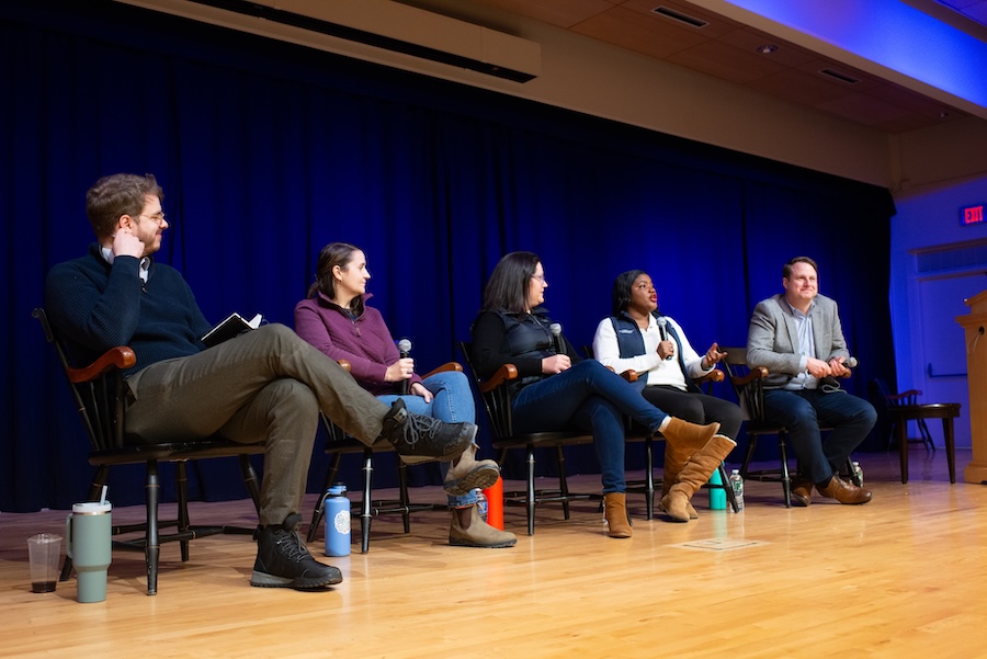 A panel of alumni with CXD advisor Cole Crawford