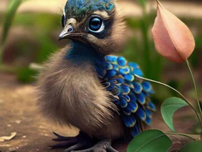 AI-generated image of a baby peacock
