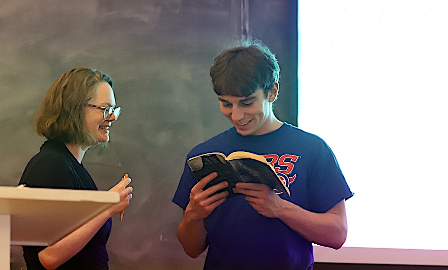 Prof. Maggie Solberg with a student