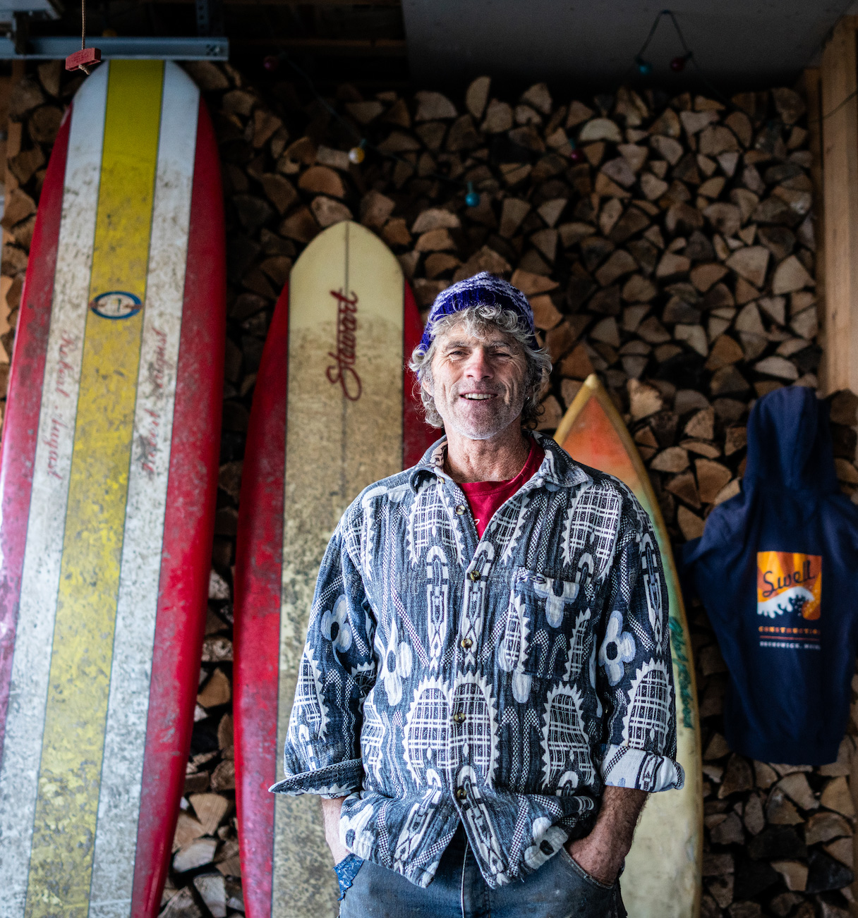 Adrian Bossi ’85 in his Brunswick garage.