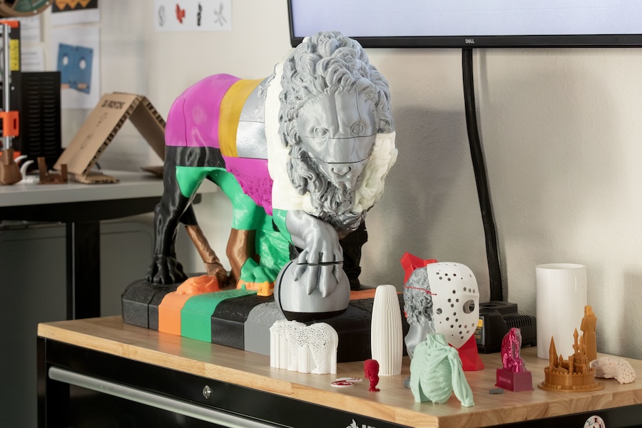 Some of the Maker Space creations: the colorful lion