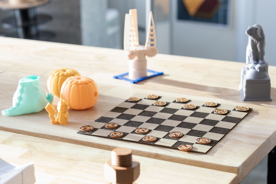 A wooden chessboard