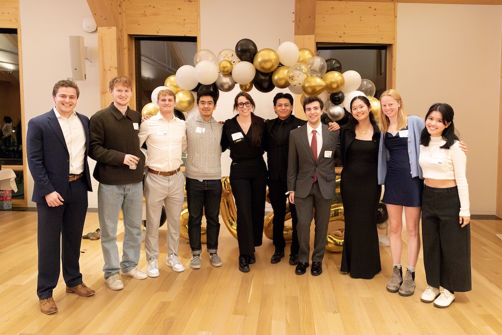 (L. to r.) Senior class agents Zach Marchese, Ben Turnball, Austin Hiscoe, Chris Zhang, Rachel Morse (staff liaison), Oscar Calle, Evan Chapman, Ocean Park, Caroline Vauclain, Cath Cao