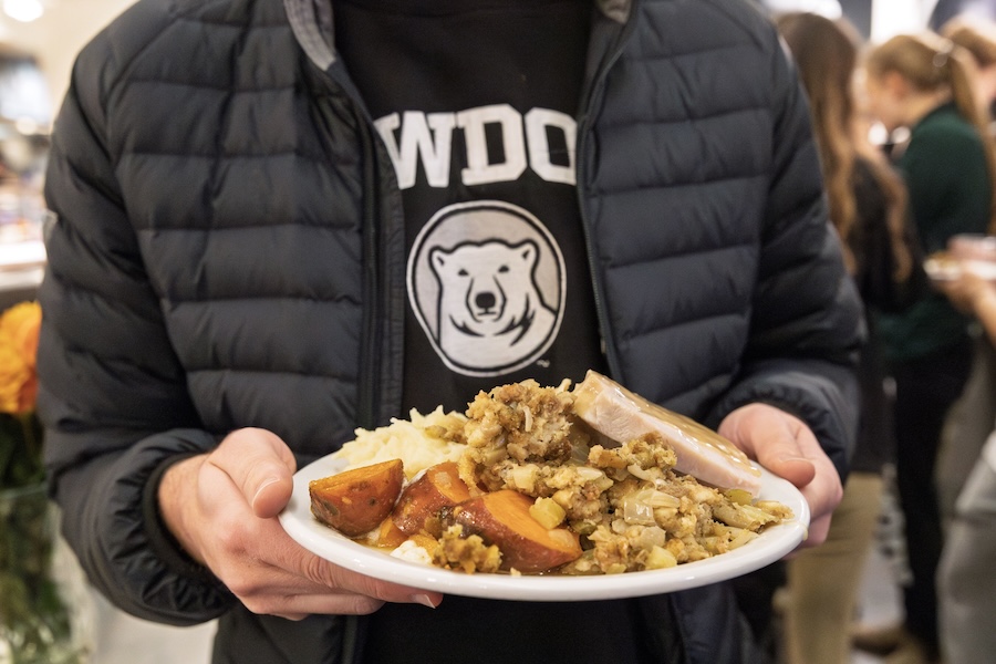 A close up of a big plate of food.