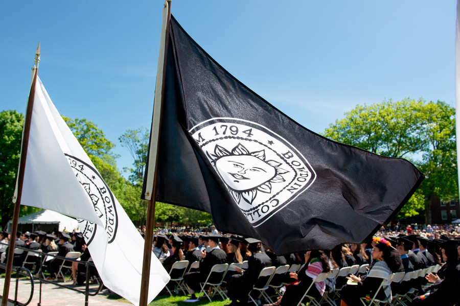 flags flying at commencement