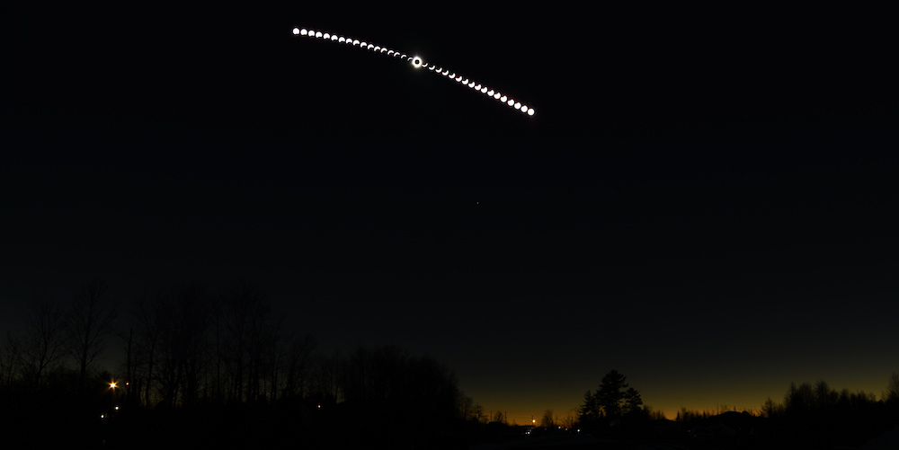 Eclipse composite by Benjamin Pinto Arroyo ’25. Photos taken in Jackman, Maine.