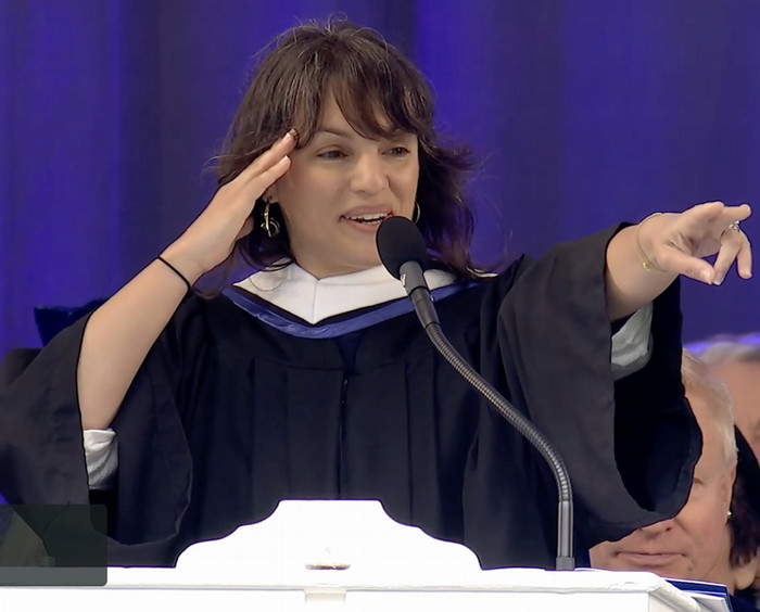guzman screenshot from wheaton commencement address