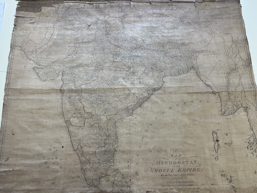Rennell, James. “Map of Hindoostan, or the Mogul Empire Hindoostan.” London, 1788. Map. Bowdoin Special Collections & Archives. Call #: Mapcase drawer D6, f. D6E