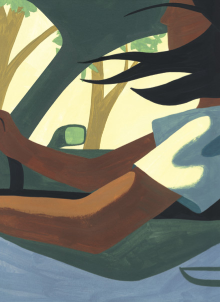 Illustration of a woman driving, by Holly Stapleton
