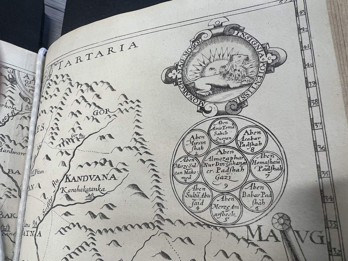 “Indostan” in Purchas, Samuel. Haklvytvs posthumus, or, Pvrchas his Pilgrimes : contayning a history of the world, in sea voyages, & lande-trauells / by Englishmen and others, wherein Gods wonders in nature & prouidence, the actes, arts, varieties & vanities of men, w[i]th a world of the worlds rarities are by a world of eyewitnesse-authors related to the world, some left written by Mr. Hakluyt at his death, more since added, his also perused, & perfected, all examined, abreuiated, illustrated w[i]th notes, enlarged w[i]th discourses, adorned w[i]th pictures, and expressed in mapps, in fower parts, each containing fiue books. [London]: Imprinted at London for Henry Fetherston at y[e]e signe of the rose in Pauls Churchyard, 1625. Call #: STC 20509 folio v.1