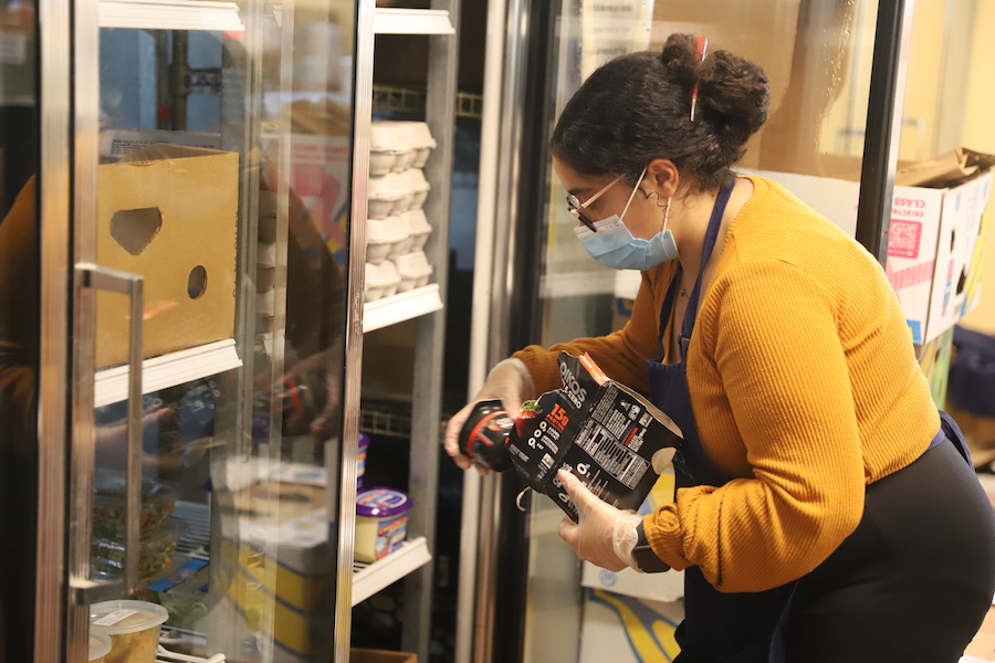 Sara Morcos volunteering at the food pantry last fall.
