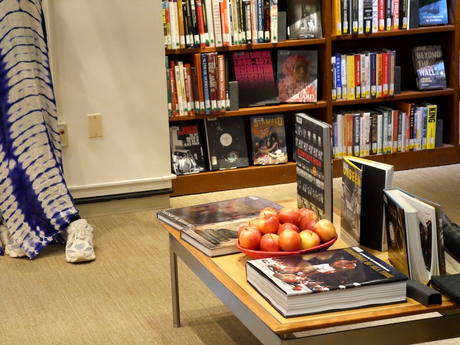 A display of coffee table books.