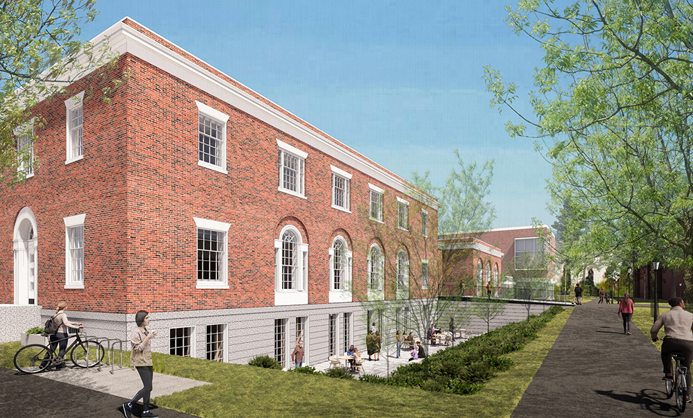 Rendering of a completed Sills Hall renovation.