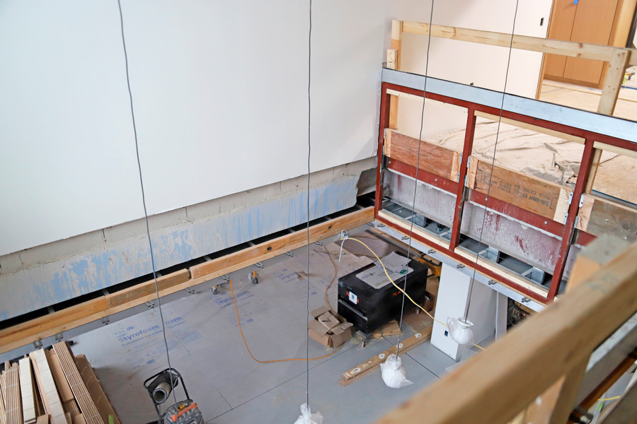 sills - Detail view of open floor connection, looking toward interior